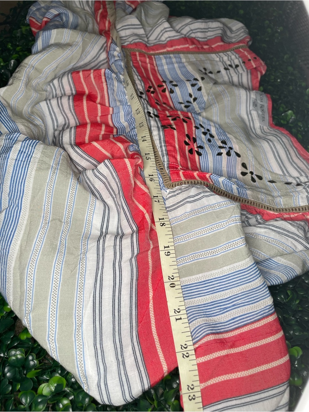 Kim Rogers Coral, Blue & Cream Striped Embroidered Tunic - Picture 7 of 8